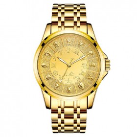 The Zodiac Mechanical Watch Fether Gold surface Full automatic mechanical men's watch waterproof steel strap